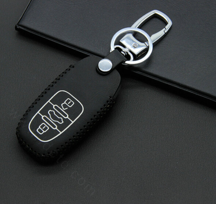 Cheap Genuine Leather Key Ring Auto Key Bags Smart for Audi A5 - Black